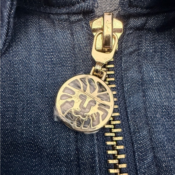 NEW Anne Klein Dark Denim Dress 3/4 Roll Tab Sleeves Zip Size 10 Shirt Midi $99 - Picture 5 of 12